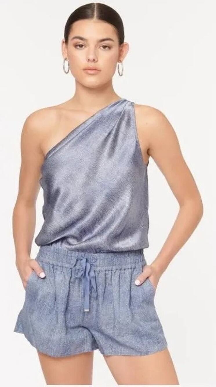 NWT CAMI NYC Darby 100% Silk Bodysuit‎ Denim Blue Women's Size XS Luxury